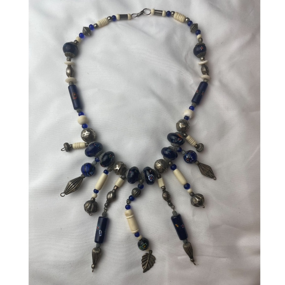 Bohemian Murano lampwork beads with metal beads necklace